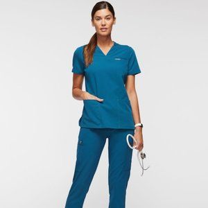 Jaanuu Jogger Scrub Set Women's Large Caribbean Blue